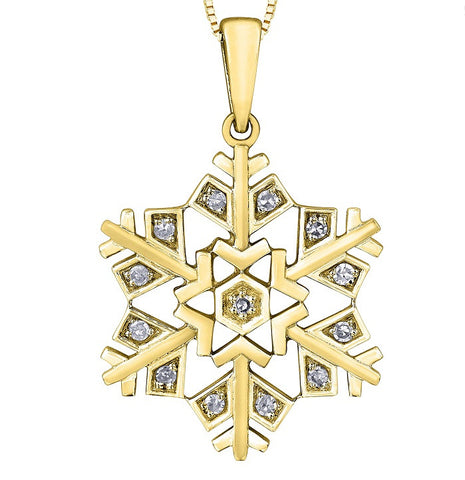 14k Single Cut Diamond Snowflake Pendant