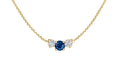 14k Yellow Gold Blue Sapphire & Canadian Diamond Three Across Pendant | Whistler Keepsake