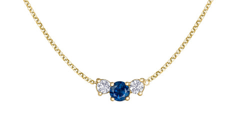 14k Yellow Gold Blue Sapphire and Canadian Diamond Pendant