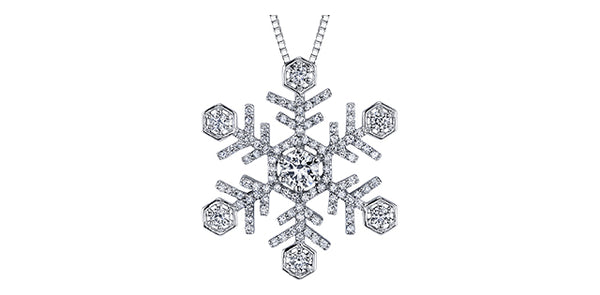 14k White Gold Canadian Diamond Snowflake Pendant | 0.70cttw | Whistler Winter Keepsake