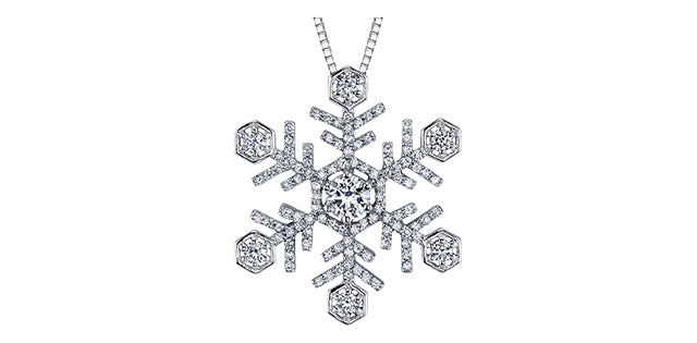 14k White Gold Canadian Diamond Snowflake Pendant | 0.70cttw | Whistler Winter Keepsake