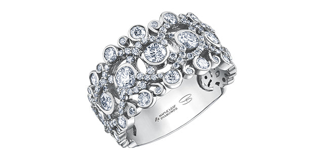 14k White Gold Canadian Diamond Antique Crown Anniversary Ring | 1.76cttw | Luxury Whistler Keepsake
