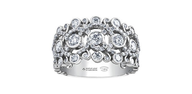 14k White Gold Canadian Diamond Antique Crown Anniversary Ring | 1.76cttw | Luxury Whistler Keepsake