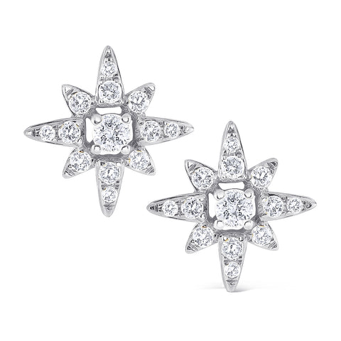 14k Gold Diamond Star Earrings