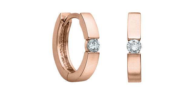 10k Rose Gold Canadian Diamond Huggie Earrings | Large | Whistler Keepsake