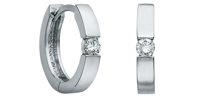 10k White Gold Canadian Diamond Huggie Earrings | Small | Whistler Keepsake