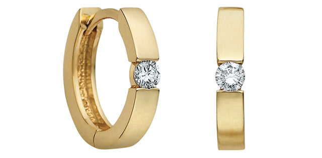 10k Yellow Gold Canadian Diamond Huggie Earrings | Large | Whistler Keepsake