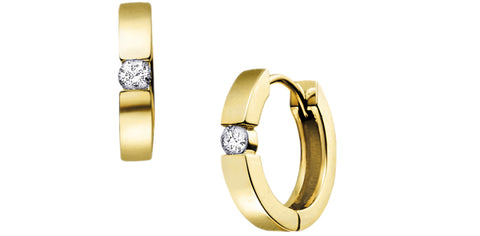 14k Canadian Diamond Huggie Earrings