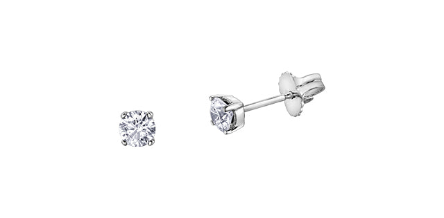14k White Gold Canadian Diamond Solitaire Stud Earrings