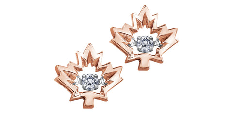 10k Gold Canadian Diamond Maple Leaf 'Northern Dancer' Stud Earrings