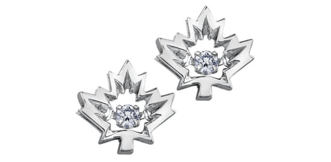 10k Gold Canadian Diamond Maple Leaf 'Northern Dancer' Stud Earrings
