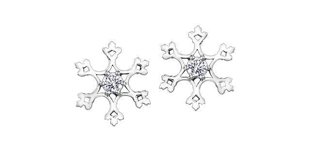 14k Canadian Gold Diamond Snowflake Earrings | Yellow, White & Rose | Whistler Winter Keepsake