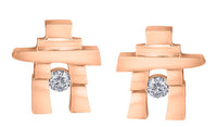 14k Canadian Gold Diamond Inukshuk Stud Earrings