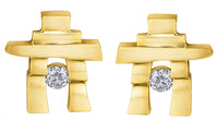 14k Canadian Gold Diamond Inukshuk Stud Earrings