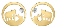 14k Canadian Yellow Gold Diamond Jeanie Bear Stud Earrings | Ethical Luxury