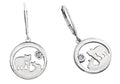 14k White Gold Diamond Jeanie Bear Leverback Earrings