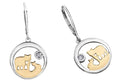 14k Two-Tone Diamond Jeanie Bear Leverback Earrings