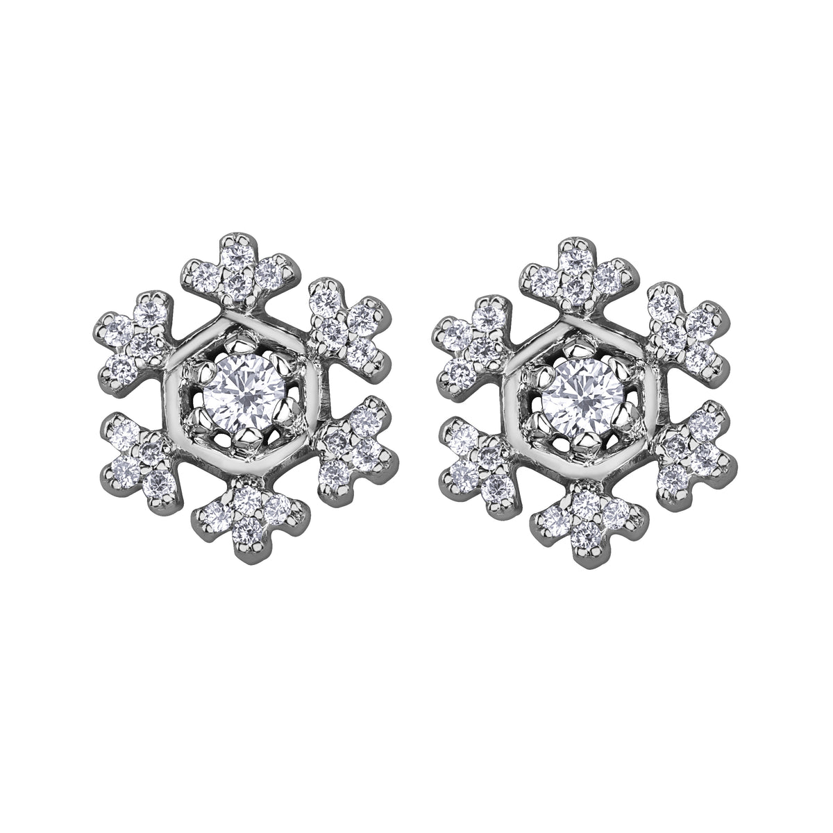 14k Canadian Diamond Snowflake Earrings