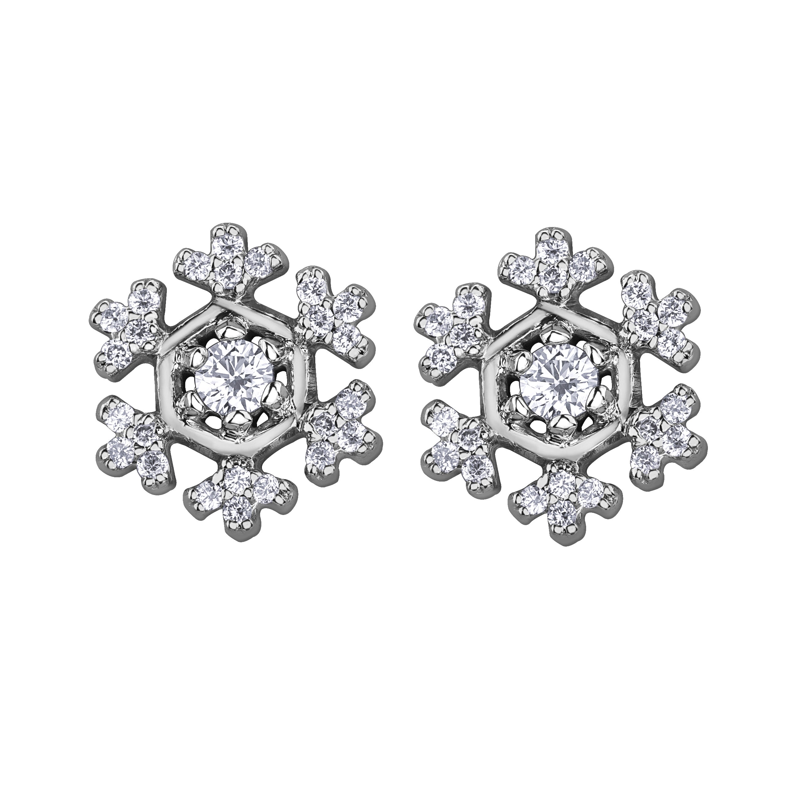 14k Canadian Diamond Snowflake Earrings