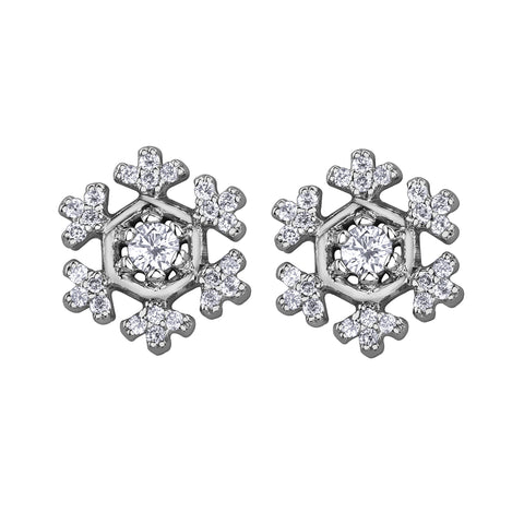 14k Canadian Diamond Snowflake Earrings