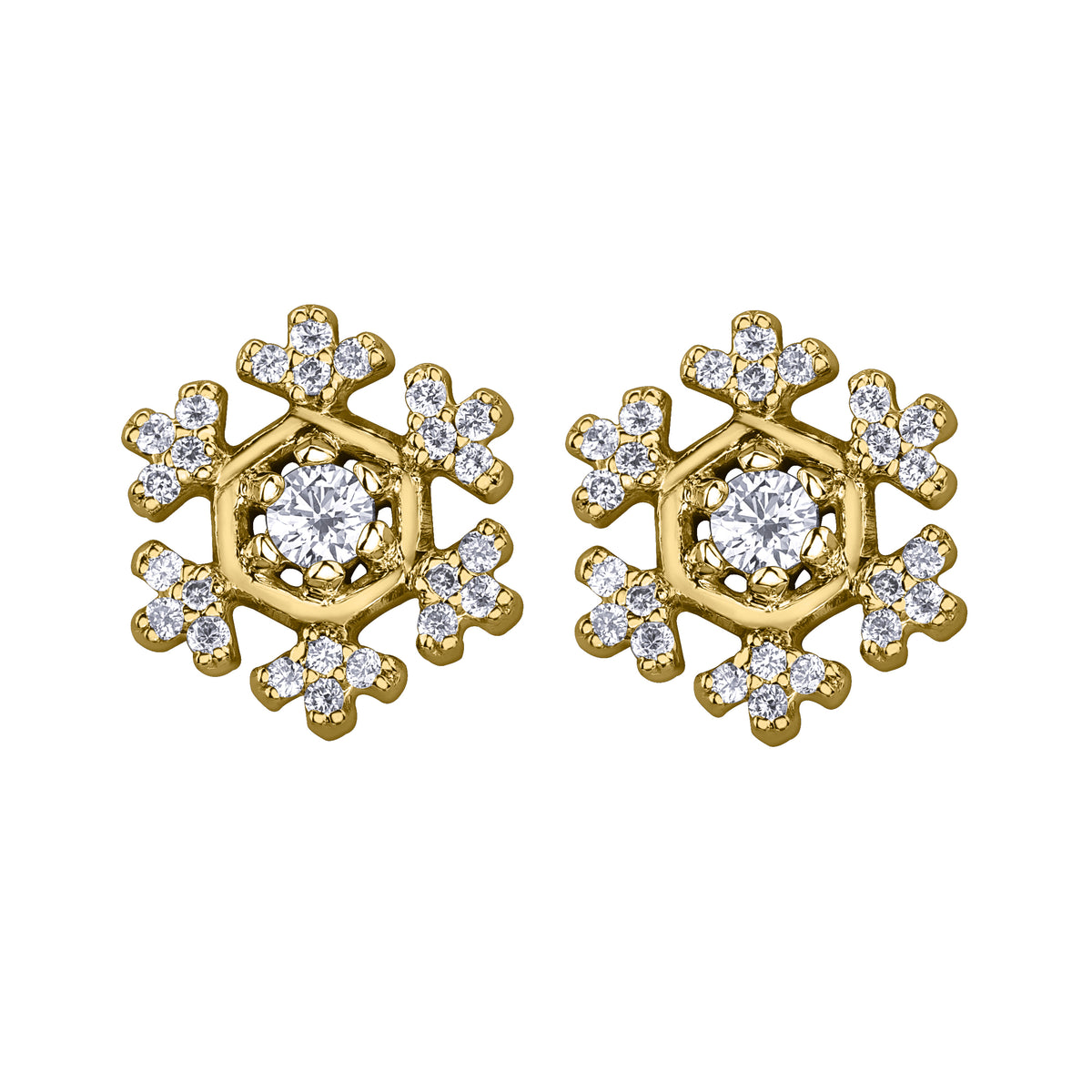 14k Canadian Diamond Snowflake Earrings