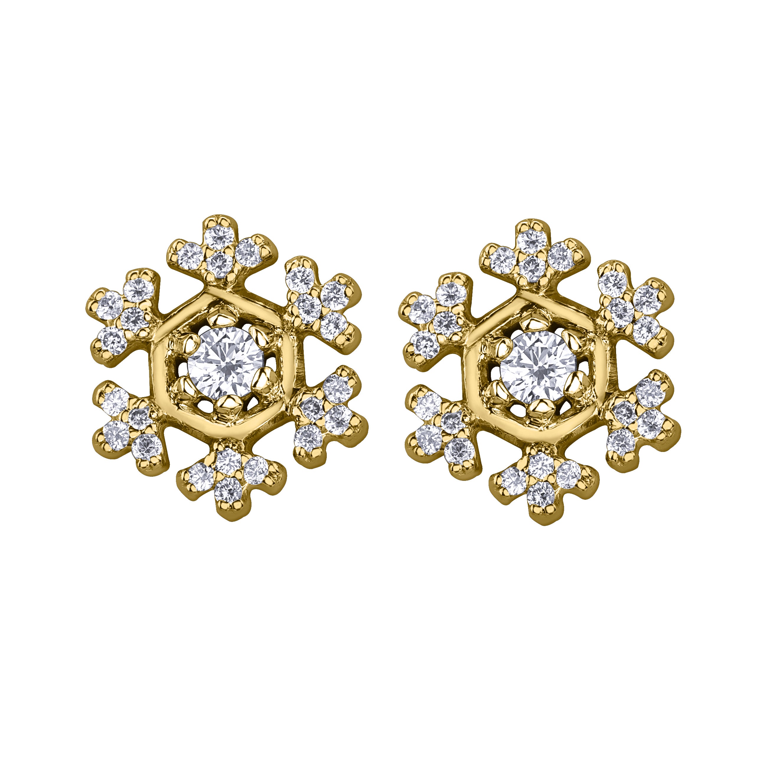 14k Canadian Diamond Snowflake Earrings