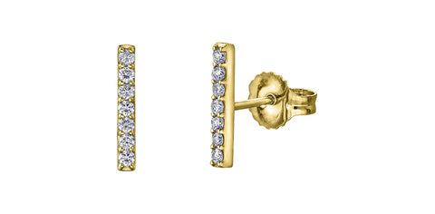 10k Diamond Bar Stud Earrings