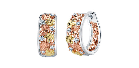 "Fall in Love" 14k Tri-Colour Gold Diamond Hoop Earrings