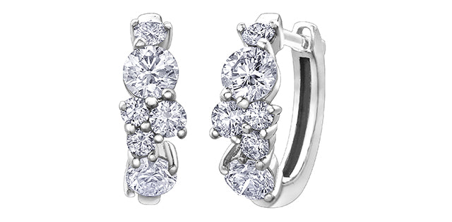 14k White Gold Canadian Diamond Huggie Earrings | 1.00cttw | VS2 Clarity | Luxury Keepsake