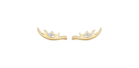 10k Canadian Diamond Antler Stud Earrings