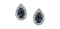 10k White Gold Sapphire & Diamond Halo Pear Shape Stud Earrings | Whistler Keepsake