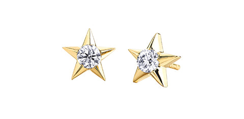 10k Gold Canadian Diamond Star Stud Earrings