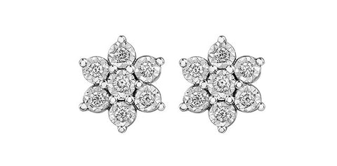 10k Diamond Snowflake Stud Earrings