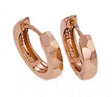 14k Polished and Hammered Huggie Earrings