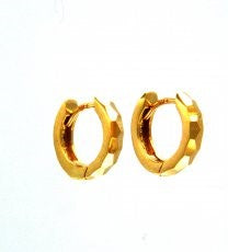 14k Polished and Hammered Huggie Earrings