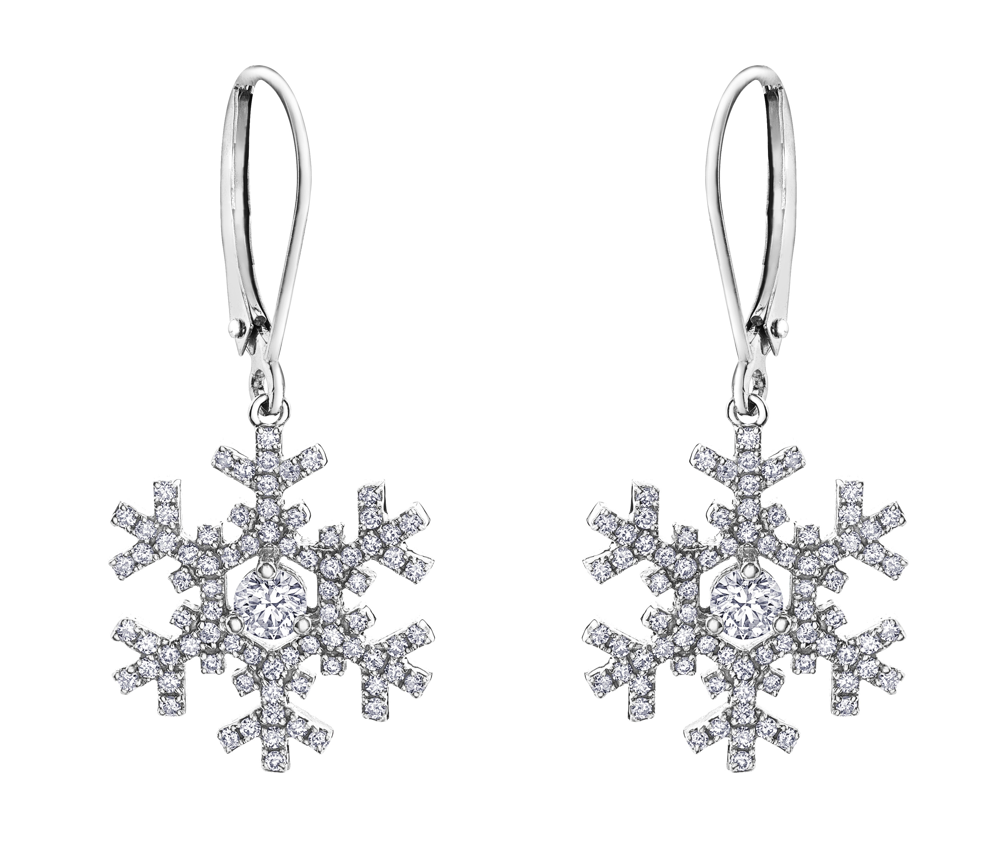 14k Canadian Diamond Snowflake Earrings