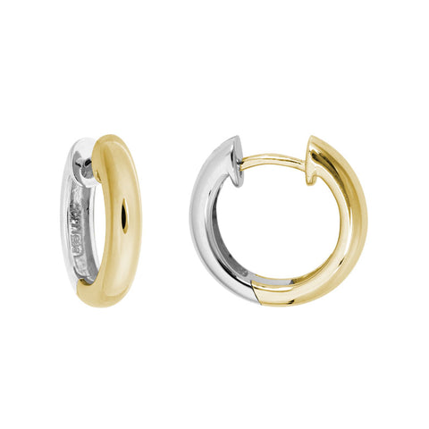 14k Gold Two-Tone Medium Huggie Earrings