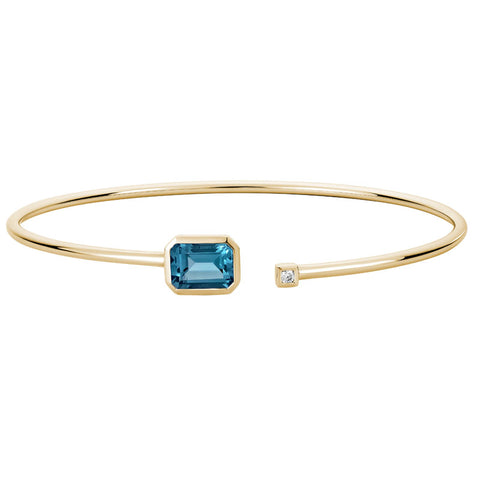 14k Yellow Gold London Blue Topaz Bangle