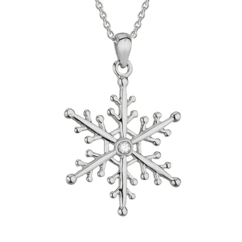 14k Gold Diamond Snowflake Pendant