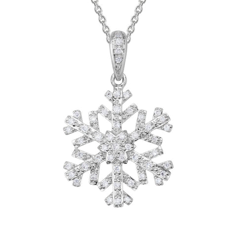 14k Gold Diamond Snowflake Necklace