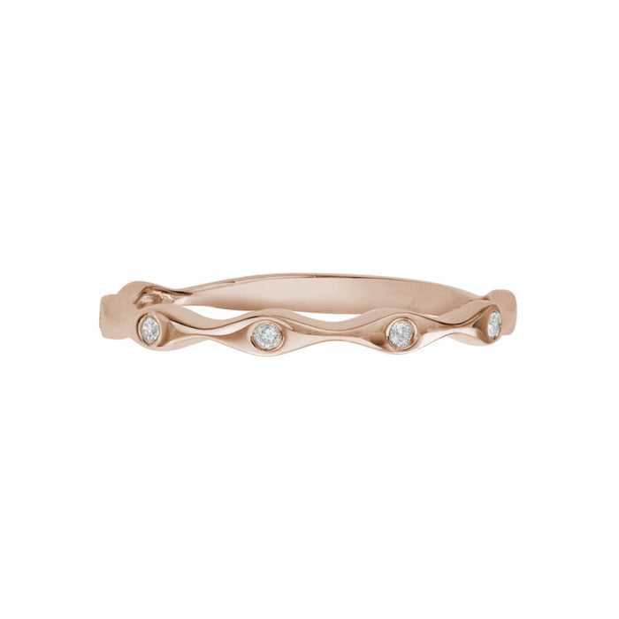 14k Rose Gold Diamond Ocean Wave Gypsy Stacker Ring | Whistler Keepsake