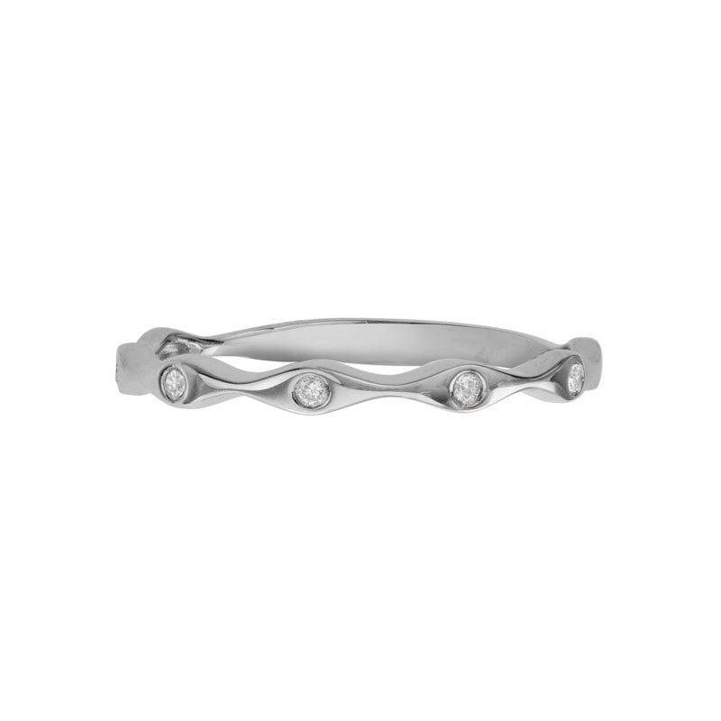 14k White Gold Diamond Ocean Wave Gypsy Stacker Ring | Whistler Keepsake