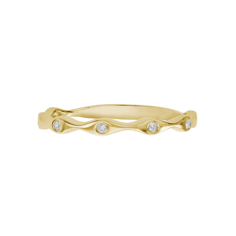 14k Yellow Gold Diamond Ocean Wave Gypsy Stacker Ring | Whistler Keepsake