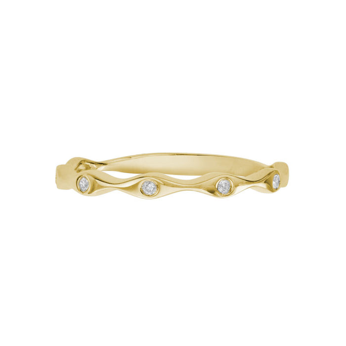 14k Yellow Gold Diamond Ocean Wave Gypsy Stacker Ring | Whistler Keepsake