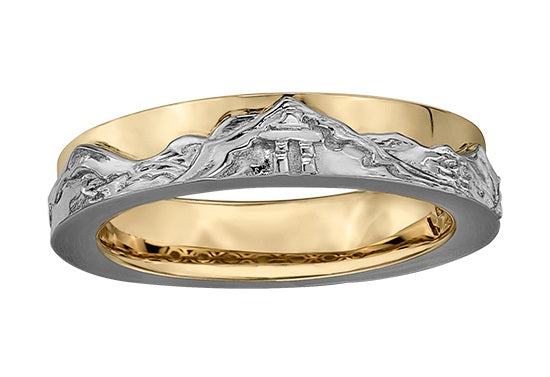 14k Canadian Gold Inukshuk Mountain Scene Ring | Whistler Blackcomb | Keir Original Design