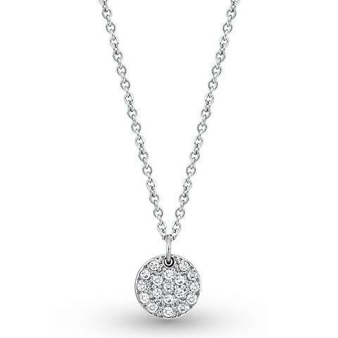 14k White Gold Diamond Disc Pendant