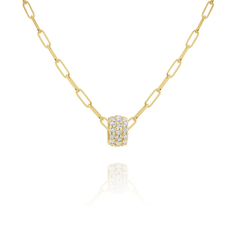14k Two-Tone Gold Diamond Mini Rondell Pendant
