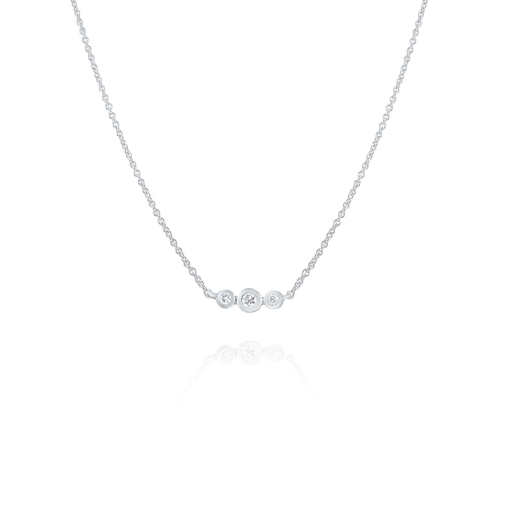 14k White Gold Diamond 3 Across Pendant