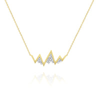 14k Yellow Gold Diamond Snow Capped Mountain Pendant | Whistler Alpine Necklace
