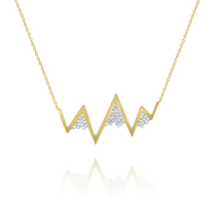 14k Yellow & White Gold Diamond Whistler Mountain Necklace | Whistler Blackcomb Luxury Keepsake